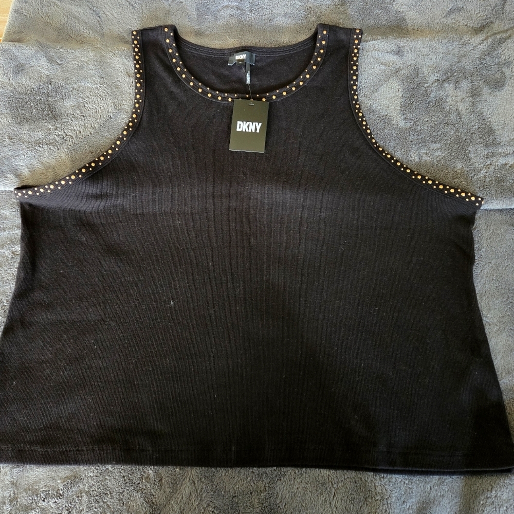 DKNY Tank top sz 2X Black/Gold Studded